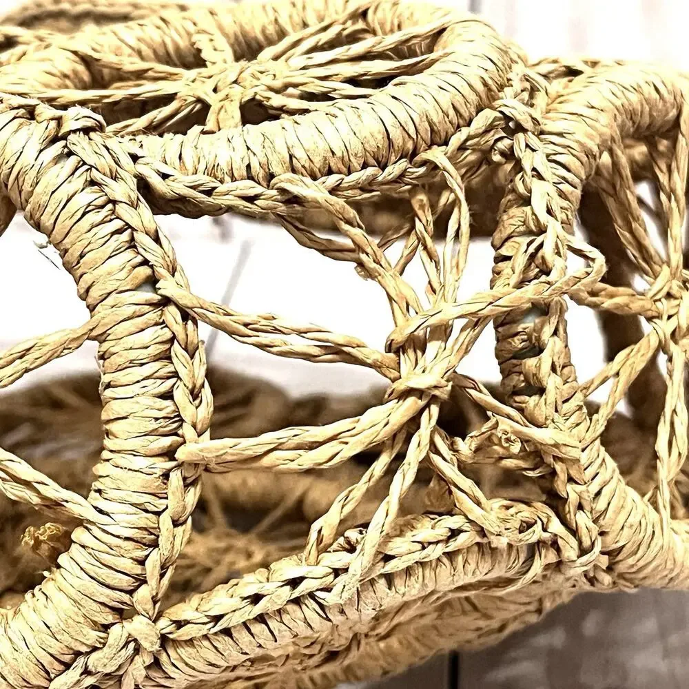 Rattan Hollow Round Wicker Woven Handbags Beach Festival Boho Grandmacore
